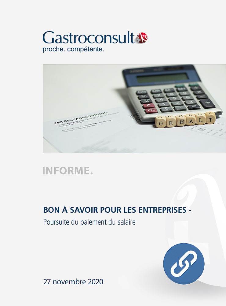 Bon à savoir pour les entreprises - Poursuite de paiement du salaire